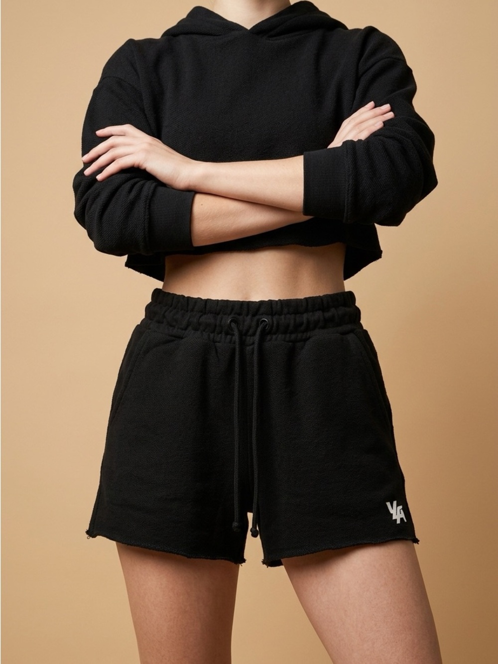 YoungLA Black Women's Athletic Fleece Shorts